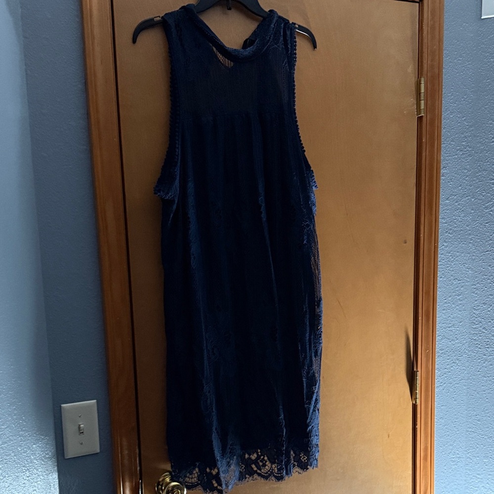Elegant Navy Lace Dress